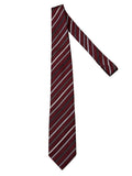 David Saddler Burgundy Diagonal Stripe Silk Tie - front