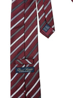 David Saddler Burgundy Diagonal Stripe Silk Tie - back