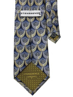 Stonehenge Blue & Gold Menorah Print Silk Tie - back