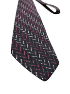 Jos. A. Bank Silk Tie Black Pink Dotted Geometric - detail