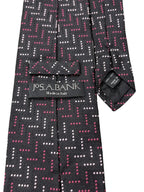 Jos. A. Bank Silk Tie Black Pink Dotted Geometric - back