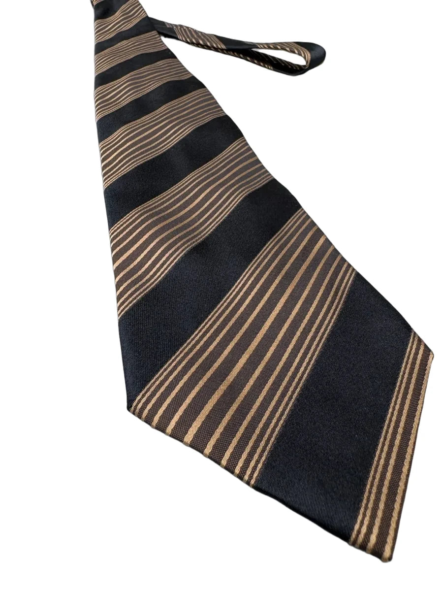 Dolce & Gabbana Black Gold Diagonal Stripe Silk Tie - detail