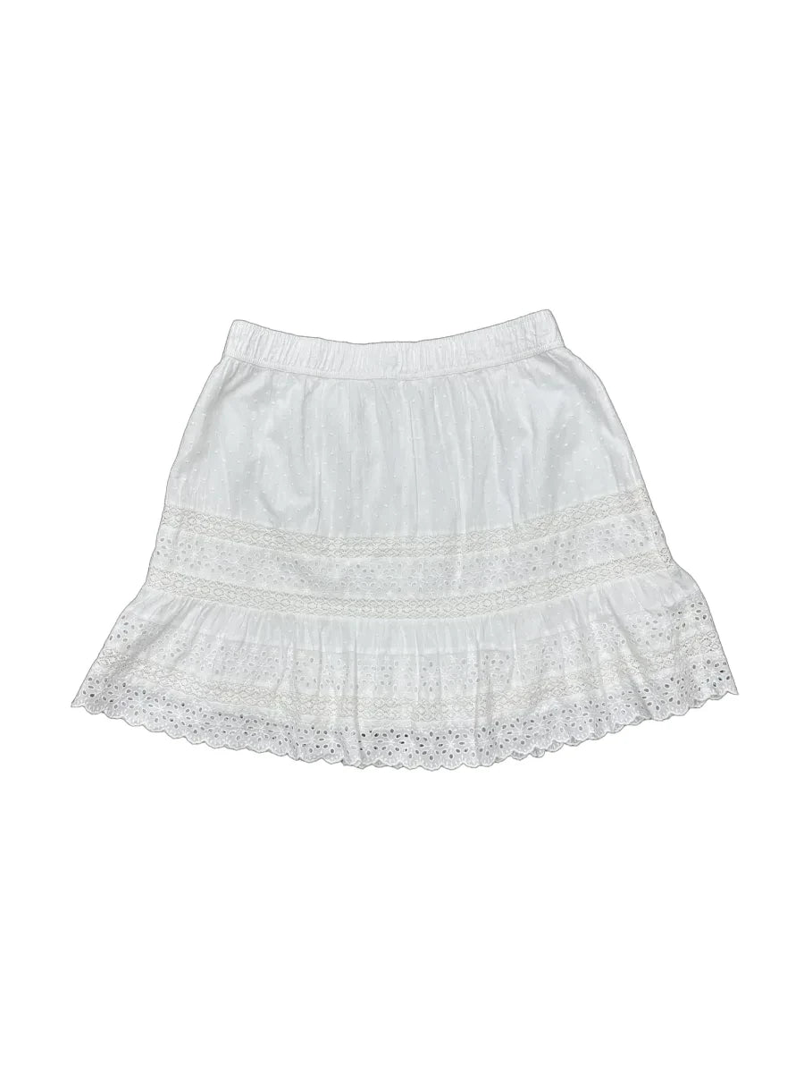 LOFT White Eyelet Lace Mini Skirt - front