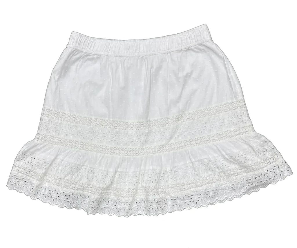 LOFT White Eyelet Lace Mini Skirt - front