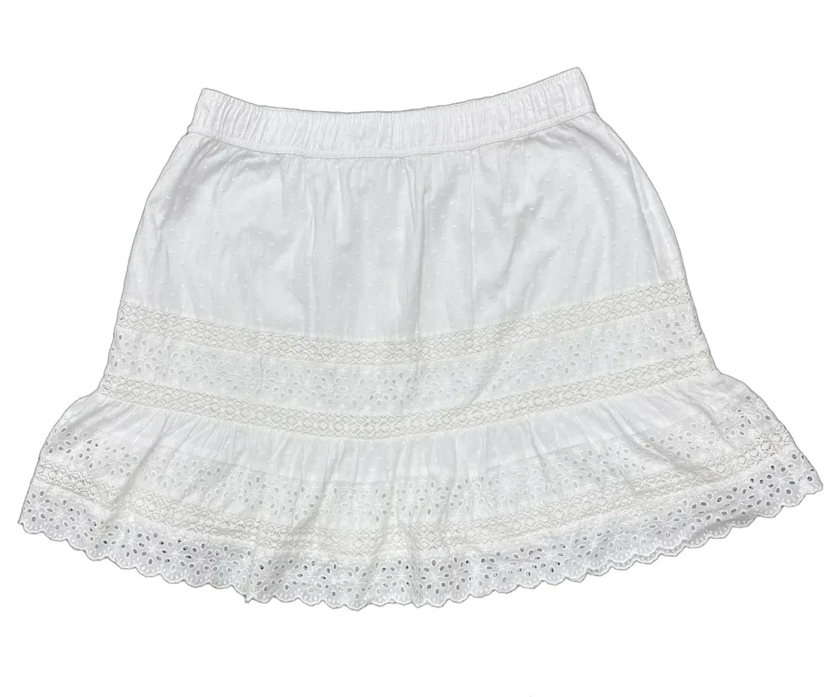 LOFT White Eyelet Lace Mini Skirt - front