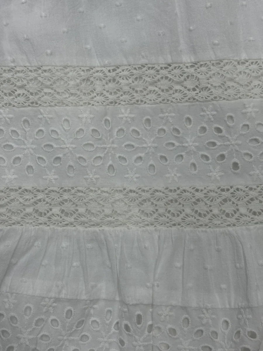 LOFT White Eyelet Lace Mini Skirt - fabric