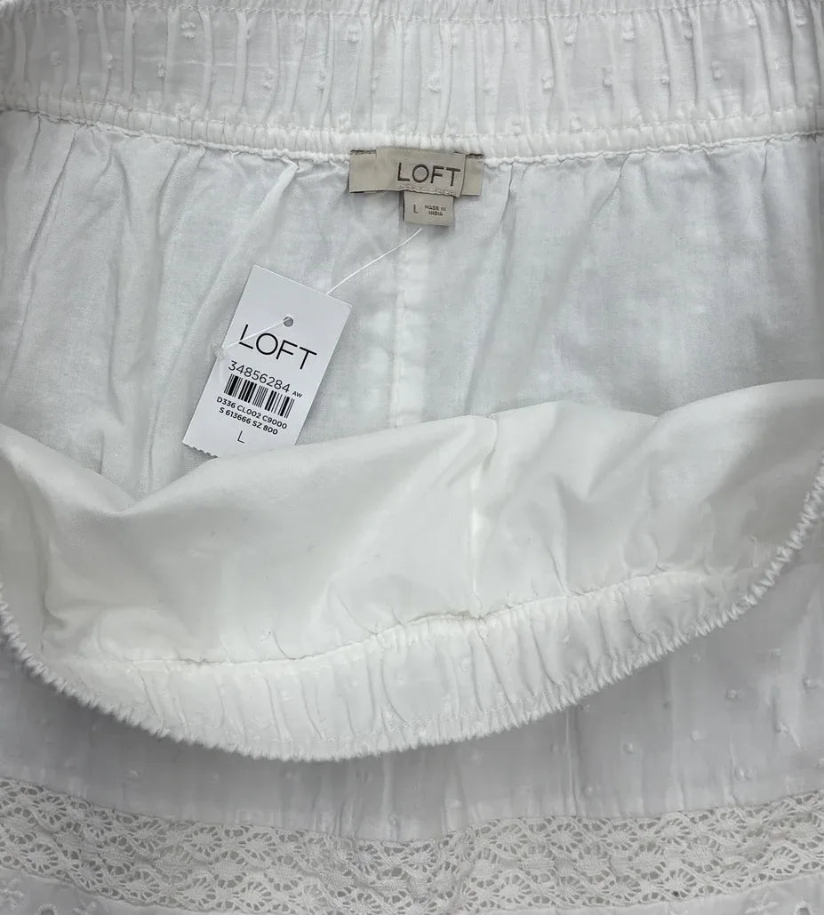 LOFT White Eyelet Lace Mini Skirt - tag