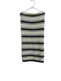 Cream & Black Striped Crochet Knit Midi Skirt M - front