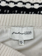 Cream & Black Striped Crochet Knit Midi Skirt M - label