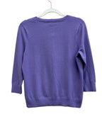 Purple Button-Front Pima Cotton Cardigan Sweater - back