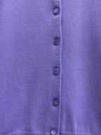 Purple Button-Front Pima Cotton Cardigan Sweater - detail