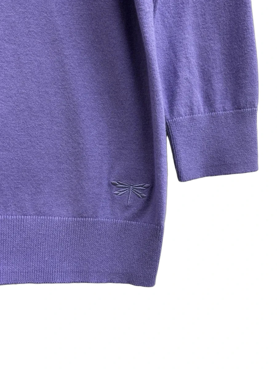 Purple Button-Front Pima Cotton Cardigan Sweater