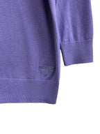 Purple Button-Front Pima Cotton Cardigan Sweater