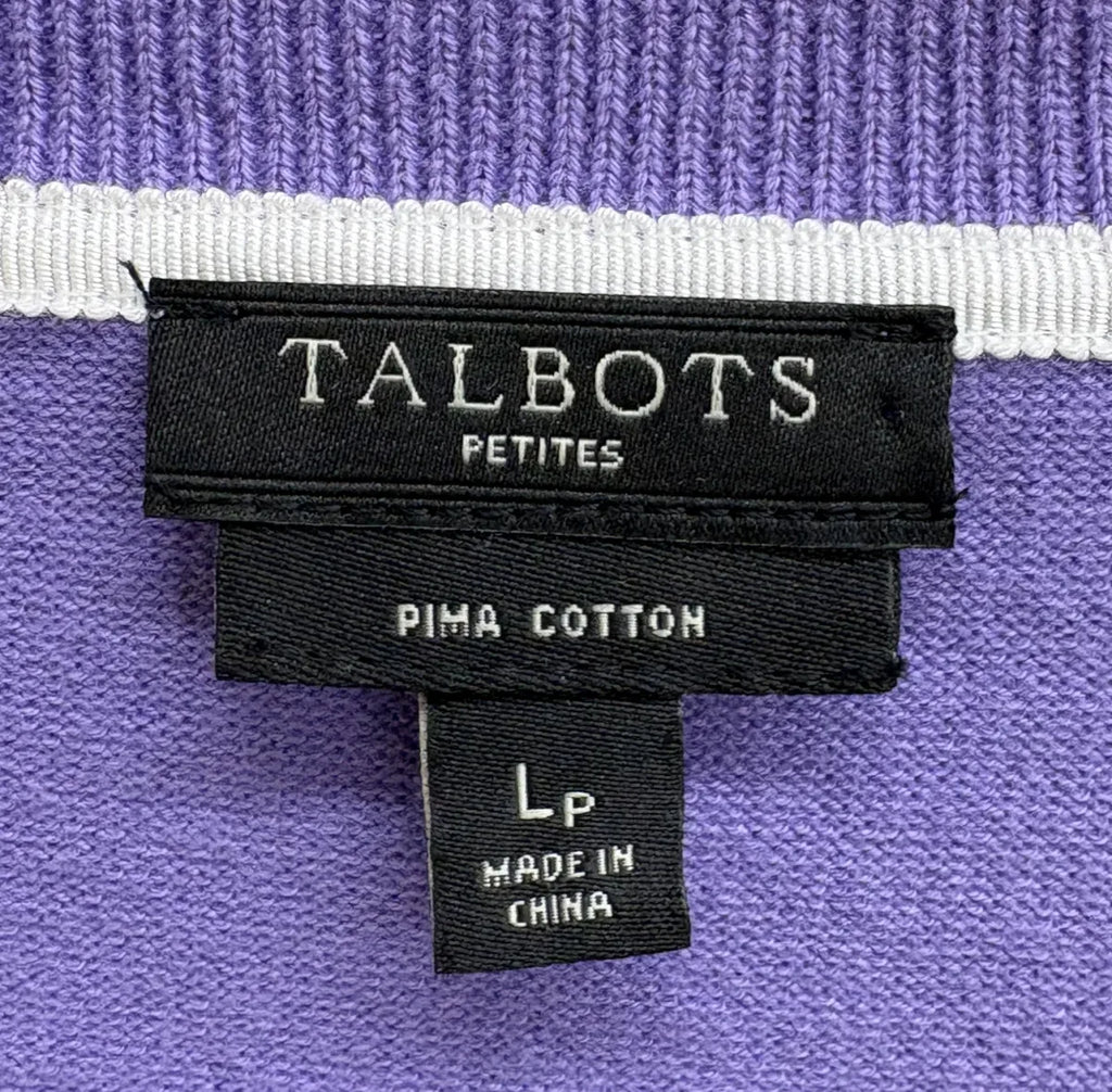 Purple Button-Front Pima Cotton Cardigan Sweater