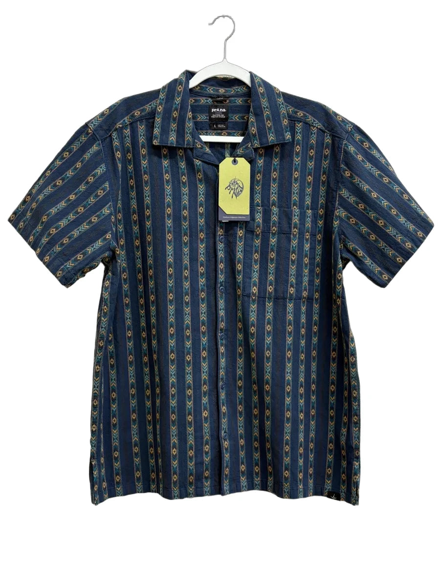 prAna Slim Fit Aztec Stripe Organic Cotton Button-Up Shirt