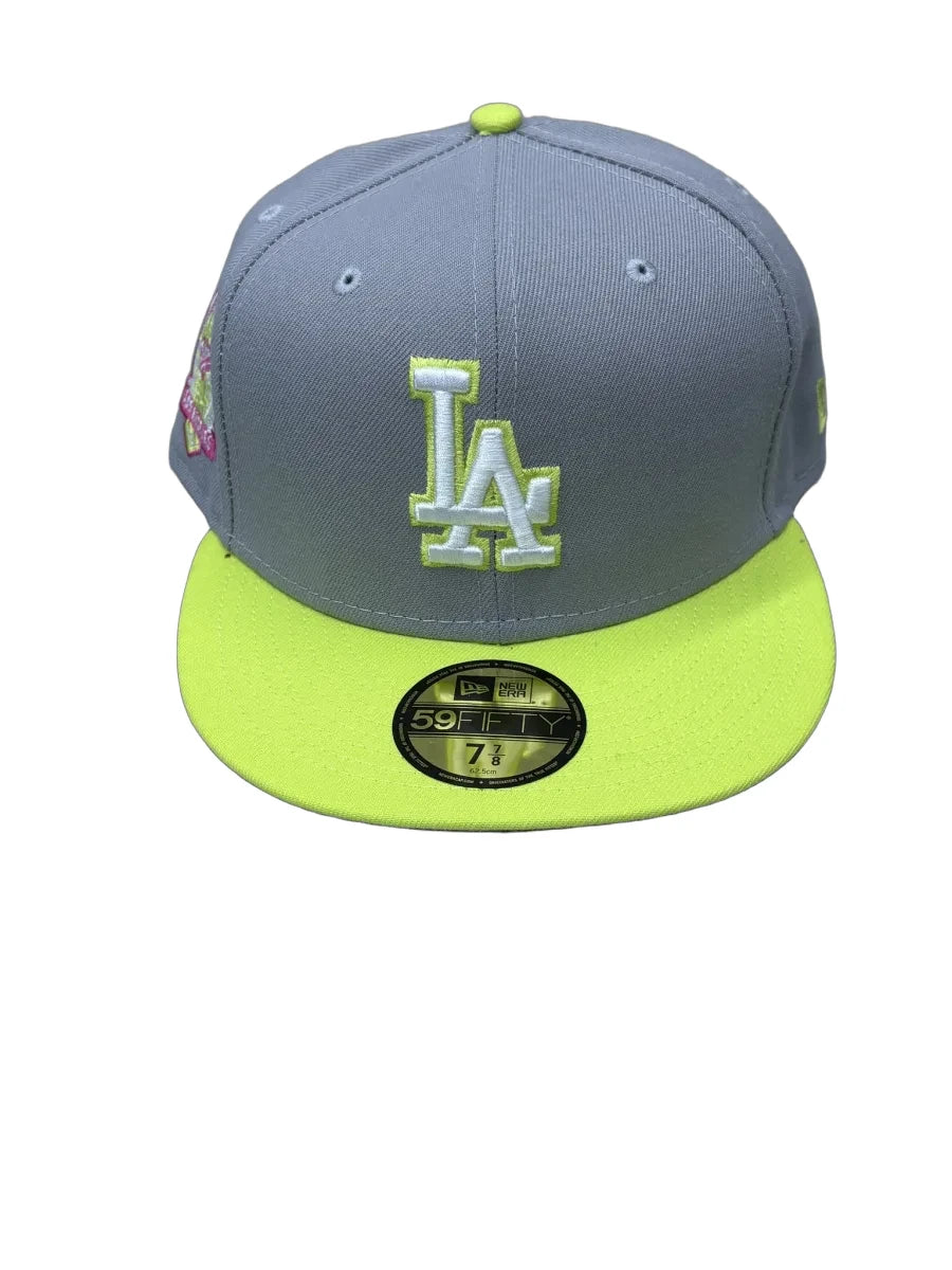 New Era LA Dodgers 59FIFTY Fitted Cap Gray Neon Yellow - front