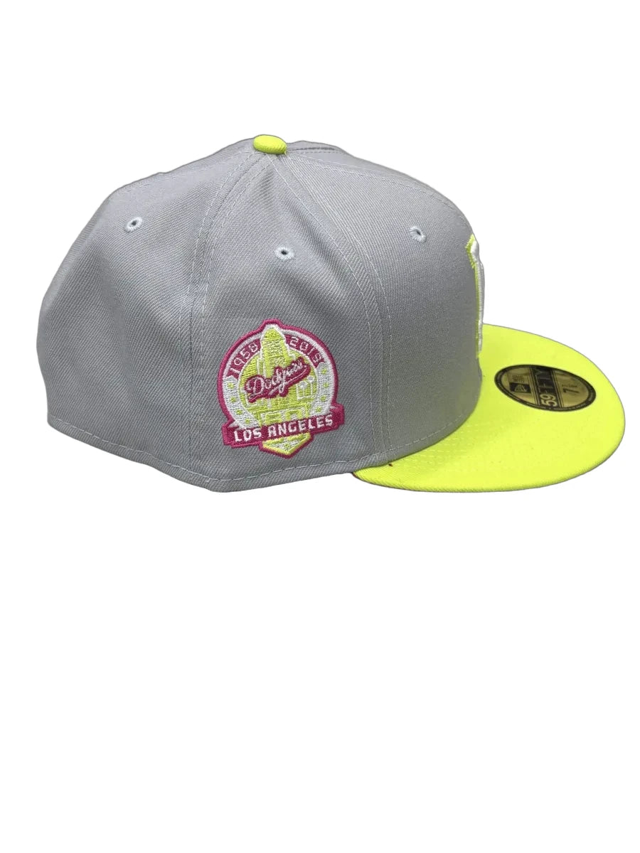 New Era LA Dodgers 59FIFTY Fitted Cap Gray Neon Yellow - detail