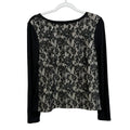 Black Lace Front Long Sleeve Top Contrast Jersey - front