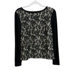 Black Lace Front Long Sleeve Top Contrast Jersey - front