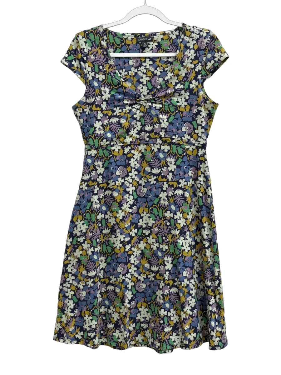 Toad&Co Floral Print Short Sleeve Dress Navy