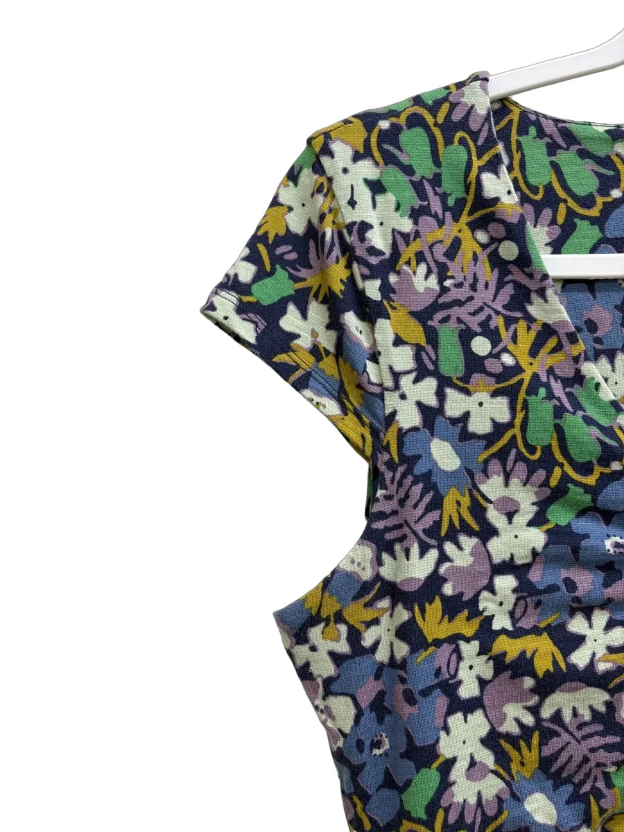 Toad&Co Floral Print Short Sleeve Dress Navy - front