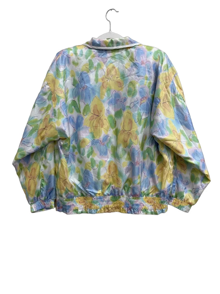 Lavon Vintage Floral Zip-Up Bomber Jacket Multicolor - back
