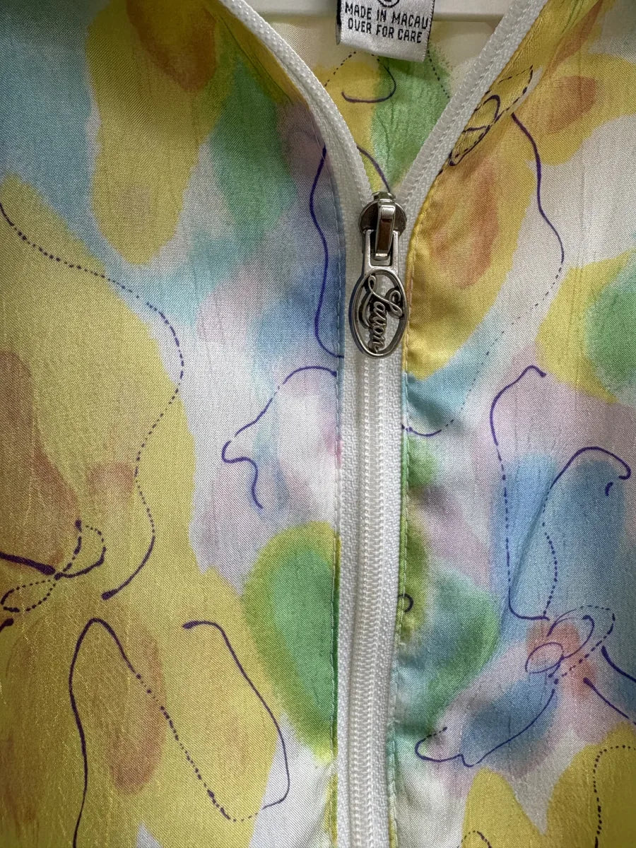 Lavon Vintage Floral Zip-Up Bomber Jacket Multicolor - detail