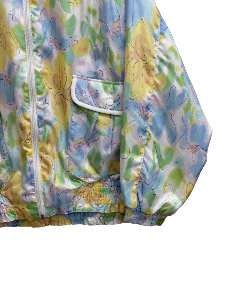 Lavon Vintage Floral Zip-Up Bomber Jacket Multicolor - detail