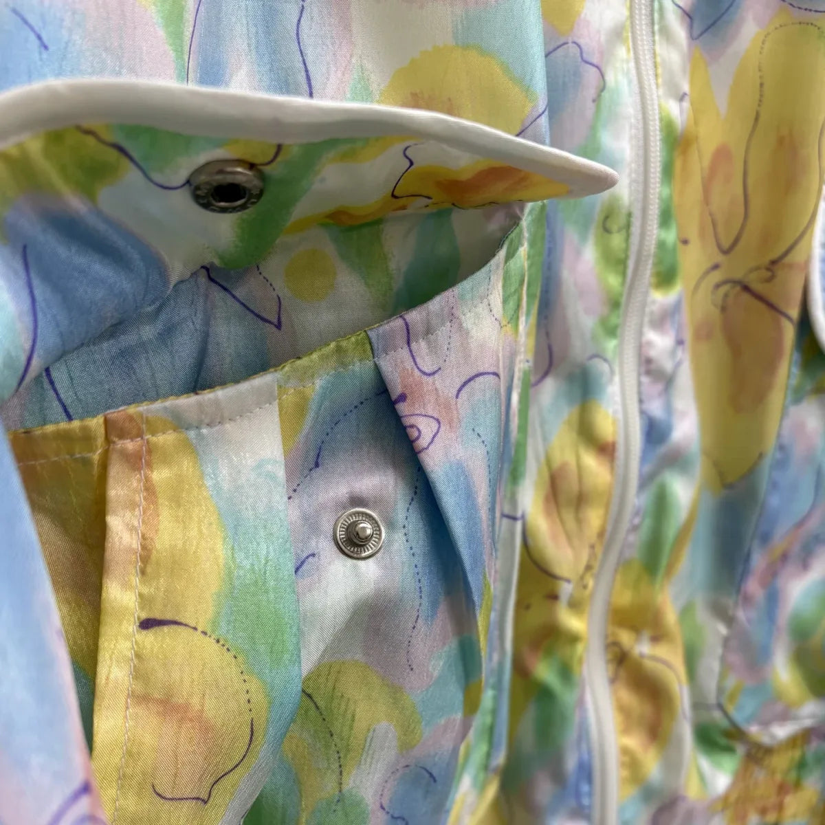 Lavon Vintage Floral Zip-Up Bomber Jacket Multicolor - detail