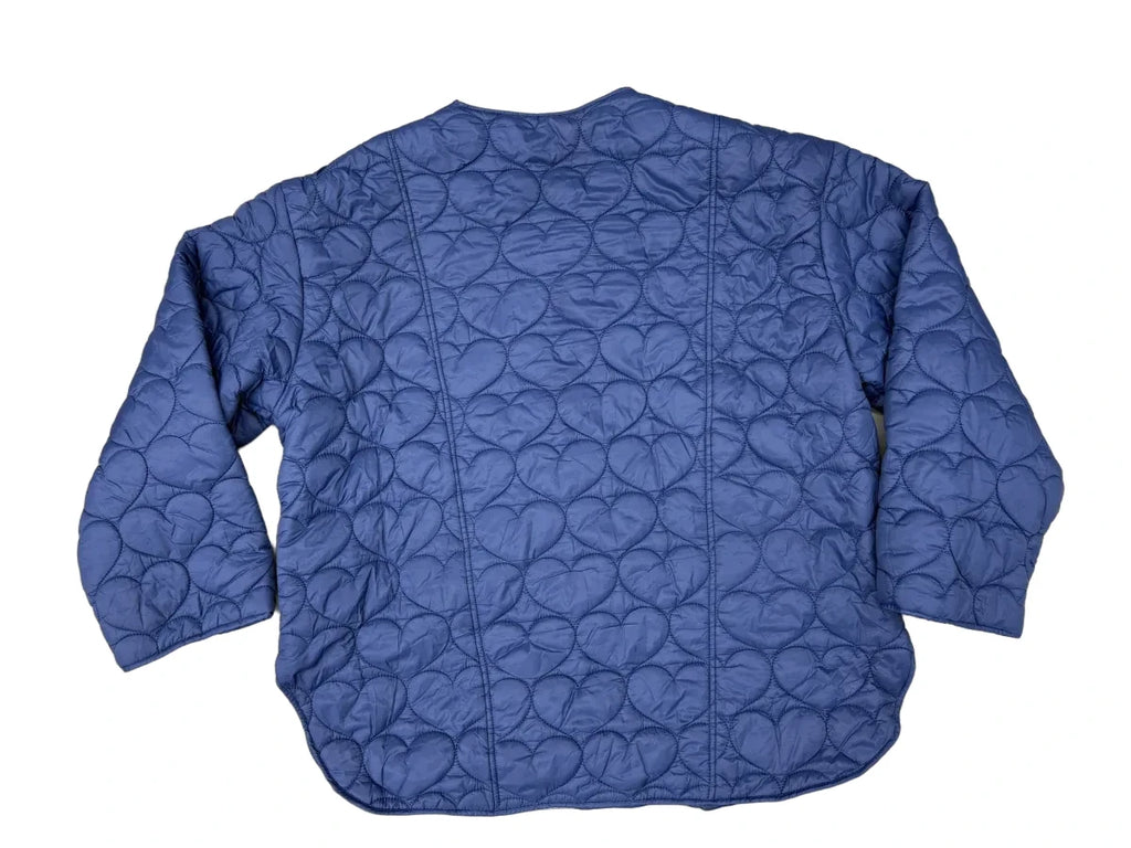 Forever 21 Heart Quilted Puffer Jacket Blue XL - back