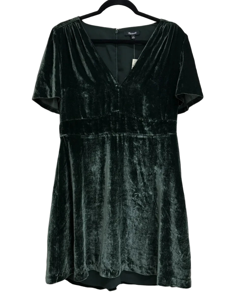Madewell Velvet Mini Dress Dark Green - front