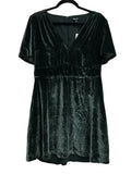 Madewell Velvet Mini Dress Dark Green - front