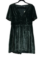 Madewell Velvet Mini Dress Dark Green - front