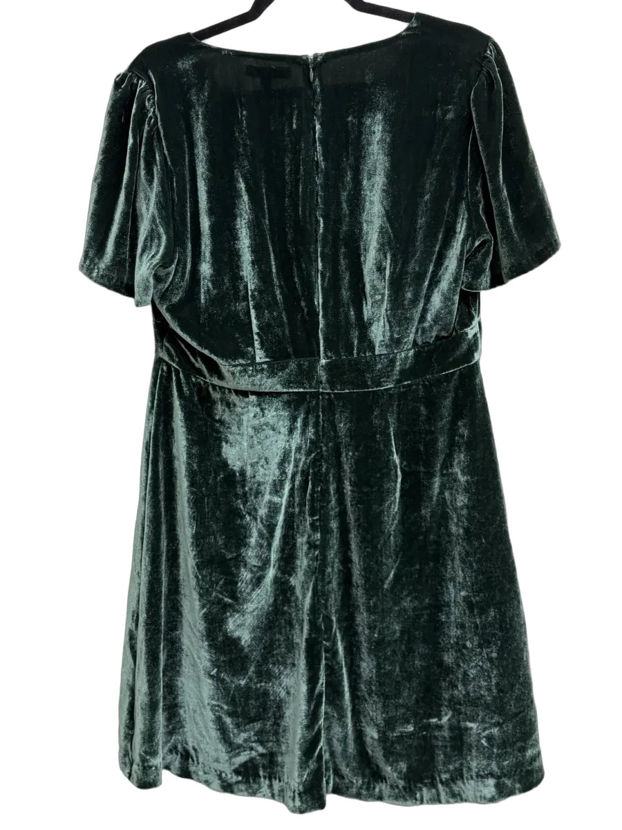 Madewell Velvet Mini Dress Dark Green - back