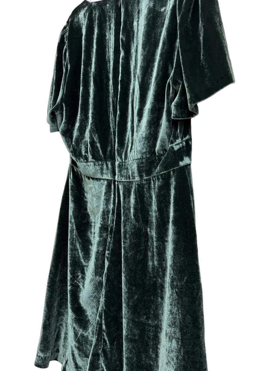Madewell Velvet Mini Dress Dark Green - back