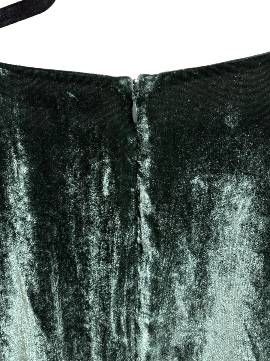 Madewell Velvet Mini Dress Dark Green - detail