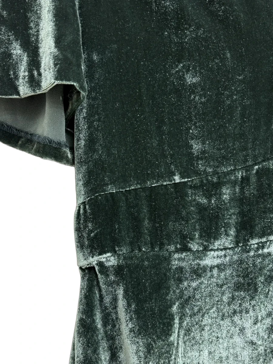 Madewell Velvet Mini Dress Dark Green - detail