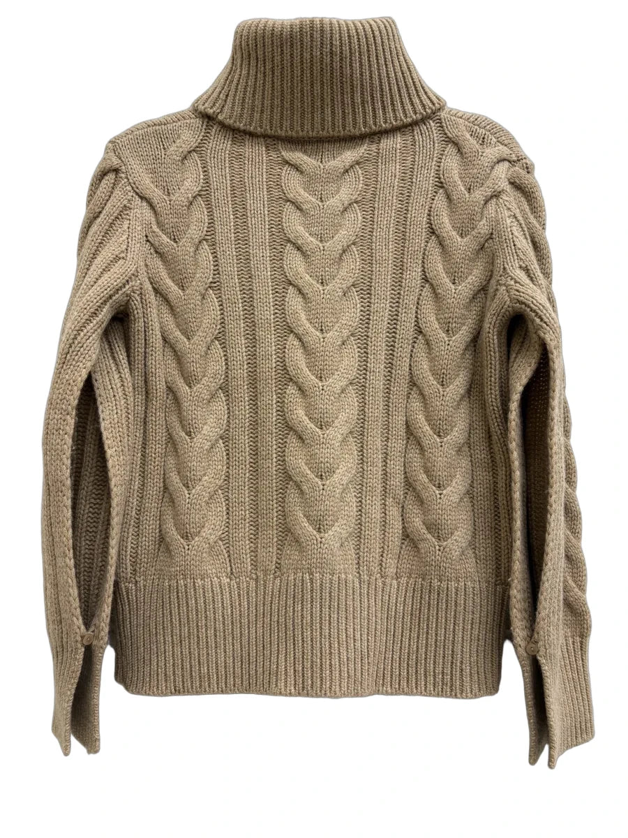 Banana Republic Cable Knit Turtleneck Sweater Beige XS - back