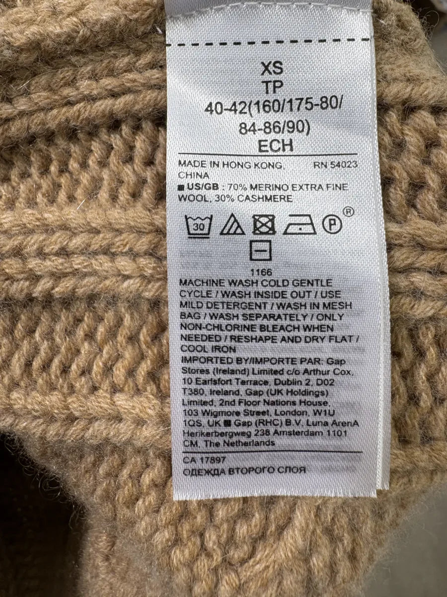 Banana Republic Cable Knit Turtleneck Sweater Beige XS - tag