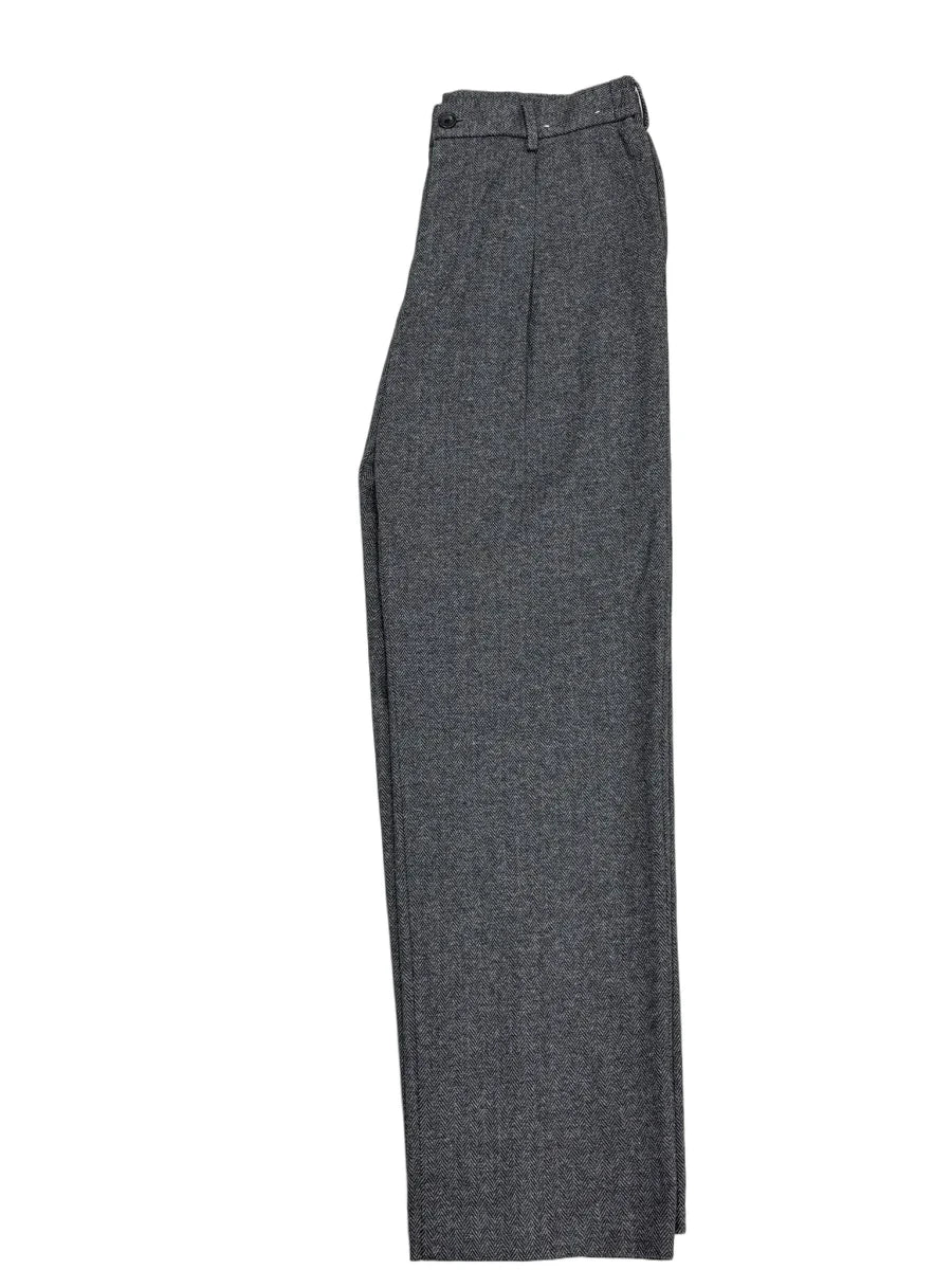 Uniqlo Herringbone Tweed Pleated Trousers Grey - front
