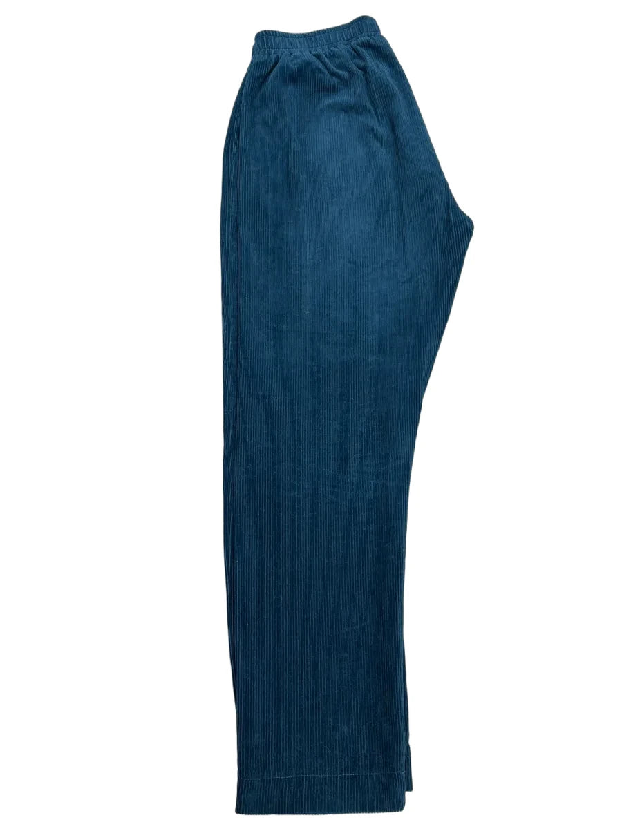 boohooMAN Corduroy Wide Leg Pants Teal - front