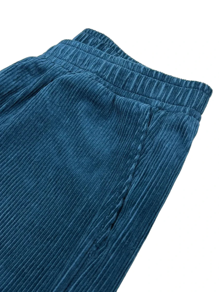 boohooMAN Corduroy Wide Leg Pants Teal - detail