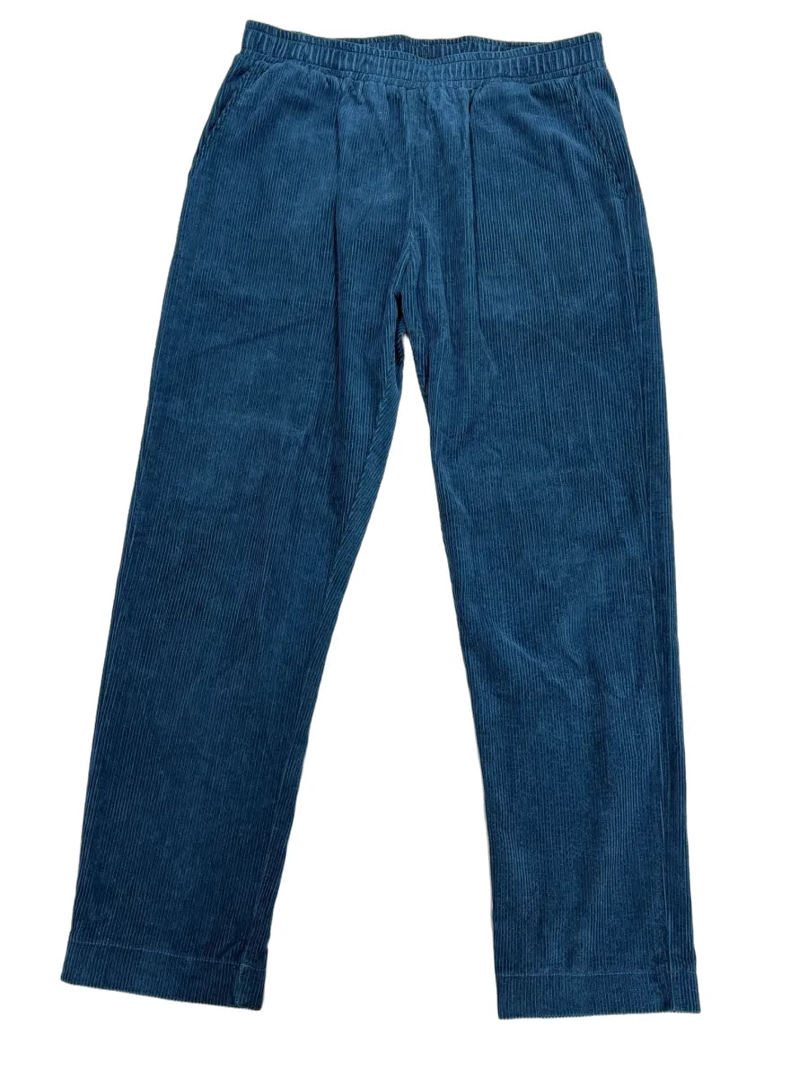 boohooMAN Corduroy Wide Leg Pants Teal - front