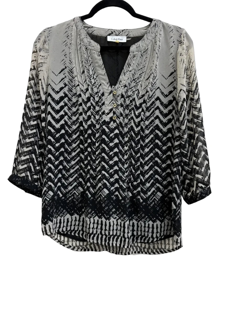 Calvin Klein Chevron Print Blouse Black - front