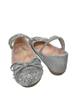 Link Glitter Ballet Flat with Rhinestone Bow Silver - front