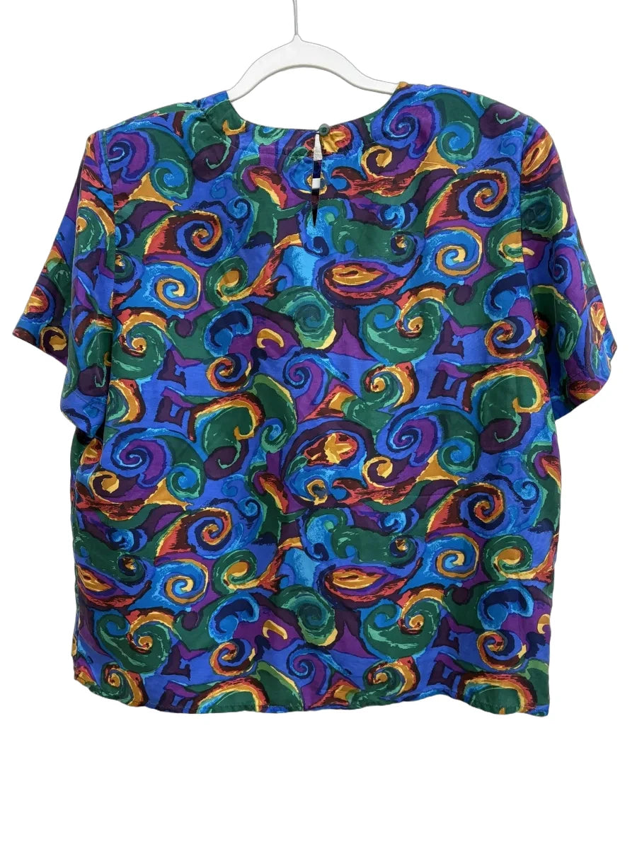 Kim Rogers Multicolor Abstract Print Silk Blouse - back