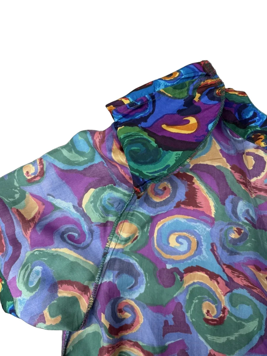 Kim Rogers Multicolor Abstract Print Silk Blouse - fabric