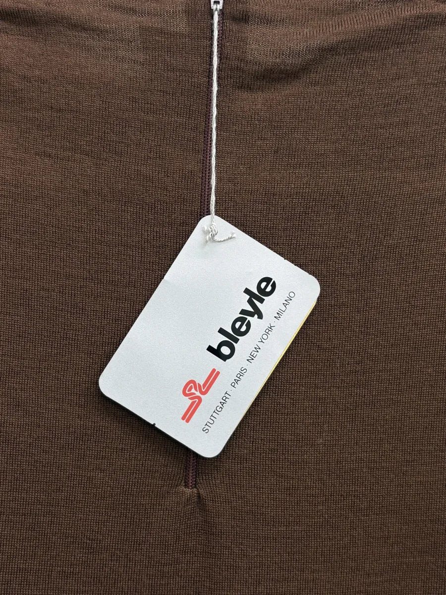 Bleyle Brown Short Sleeve Knit Top Back Zip - detail