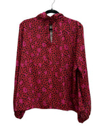 Nine West Animal Print Blouse Red Pink - front