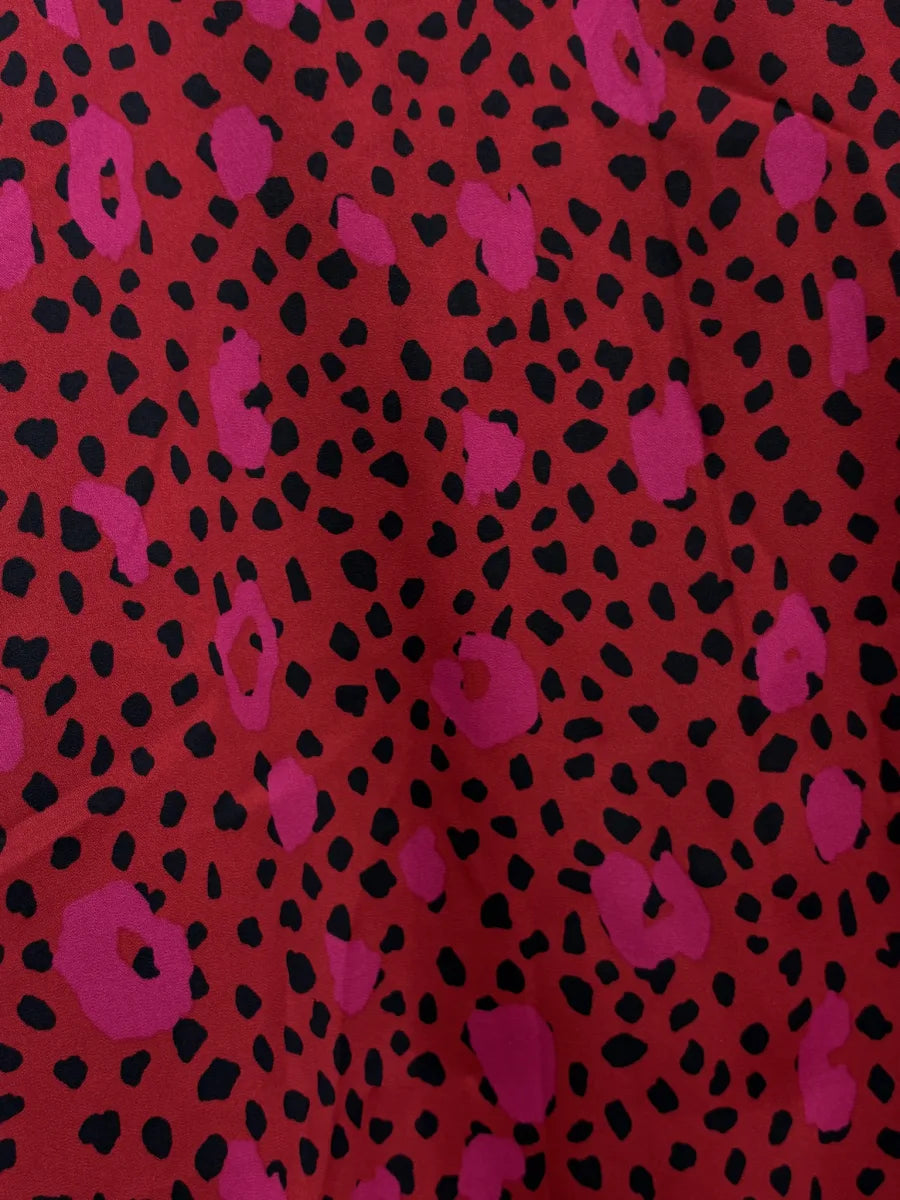Nine West Animal Print Blouse Red Pink - fabric